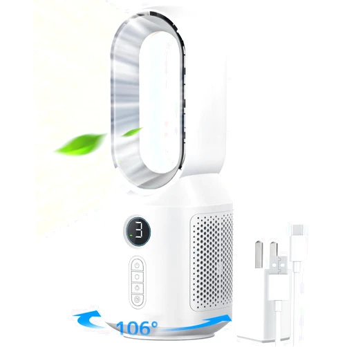 let'me Desk Fan, 106° Oscillating Fan for Indoors,Bladeless Fan with 3 Speeds, Small Office Fan with LED Light, 13 Inch Personal Small Fan for Bedroom Home Office Desktop