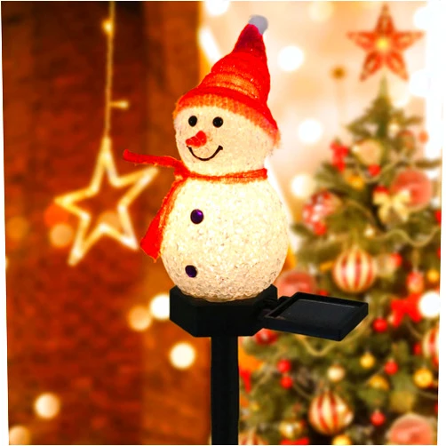 Sunmile Solar Christmas Decorations Outdoor Decor Snowman Stake Lights Waterproof Walkway Landscape Lights for Winter Yard, Garden, Solar Christmas Pathway Lights red