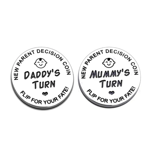 Vichona New Dad Mom Gifts Funny Decision Making Coin, New Baby Gift for Parent Mummy Daddy Pregnancy Women First Time to be Moms Dads Mother's Day Father's Day Gifts Double Sided