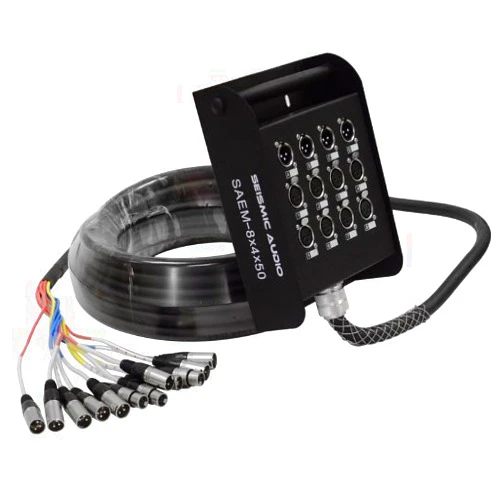 Seismic Audio - 8 Channel XLR SNAKE CABLE 50' long - 8 XLR sends and 4 XLR returns - Color Coded, Numerically well labeled - Heavy Duty 50 feet long