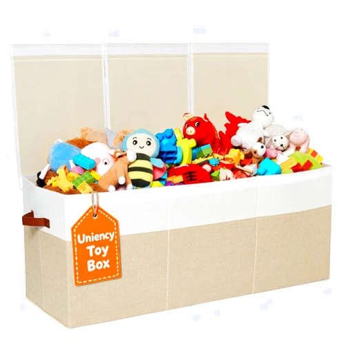 Uniency Extra Large Toy Box,150L Foldable Sturdy Toy Storage with Lid,40