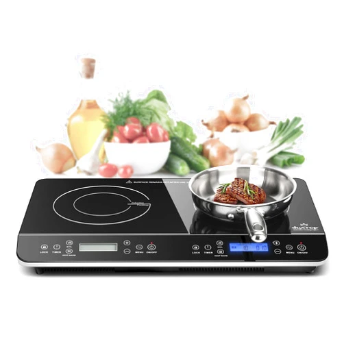 Duxtop LCD Portable Double Induction Cooktop 1800W Digital Electric Countertop Burner Sensor Touch Stove, 9620LS/BT-350DZ