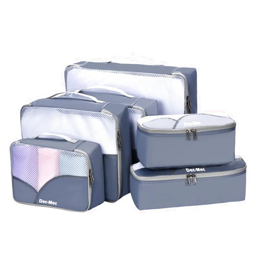 Dec-Mec 6 Set Packing Cubes for Travel (L,M,S,XS)-Suitcases Organizer Set for Travel Accessories Travel Essentials, Luggage Packing Bags for Carry on Suitcase (6set, Grey)