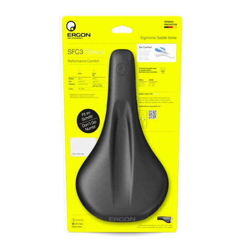 Ergon SFC3 Fitness Bike Saddle – Comfort Bicycle Seat for Hybrid, Fitnes, Indoor Cycling Bikes – Orthopedic Foam, Pressure Relief Channel, Unisex Design, Two Sizes