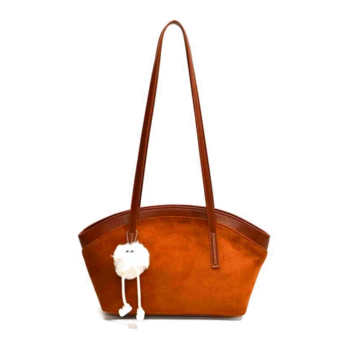 SANLEG niche retro suede leather handbag with texture and color blocked women's shoulder bag