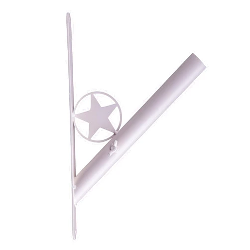 KJGJ Heavy Duty Metal Flag Pole Holder with Iron Star Weather Resistant Wall Mounting Flag Pole Bracket with White Matte Coating Perfect for House Yard Garden Flagpole (White)