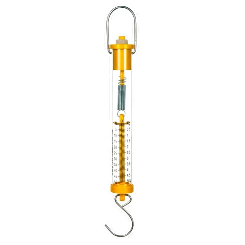 Eisco Labs Newton Force Meter Spring Scale - Max Capacity 50N, 5Kg, Dual Scale Labeled