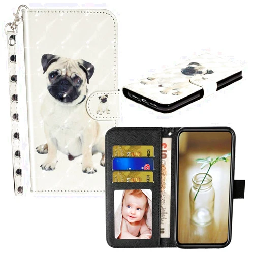 IVY V40 ThinQ 3D Wallet Case Flip Cover for LG V40 ThinQ / V40 Case - Dog