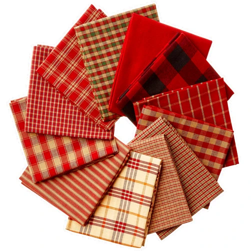 Dunroven House Homespun 12-Piece Fat Quarters, 18 by 21-Inch, Red