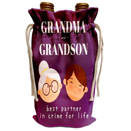 3dRose Gift for Grandma and Grandson Best Partner in Crime for Life - Wine Bags (wbg_359875_1)
