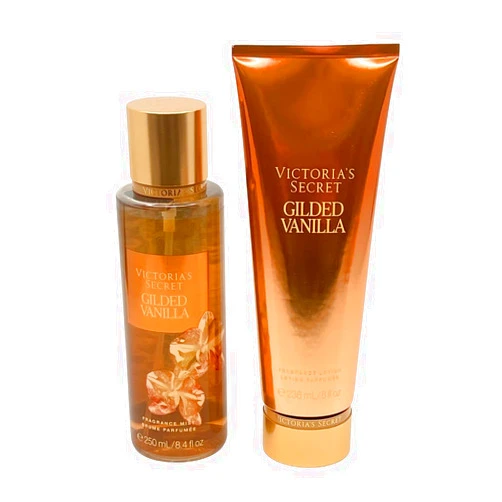 Victoria's Secret GILDED VANILLA Fragrance Mist & Lotion 2-piece bundle for Women – Full Size