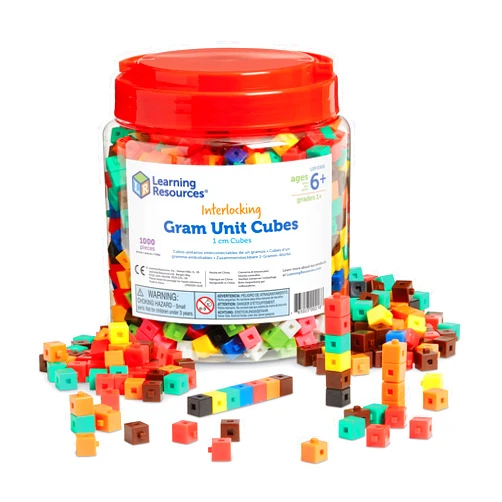 Learning Resources Interlocking Gram Unit Cubes - 1,000 Pieces, Ages 6+ Math Classroom Teaching Aids