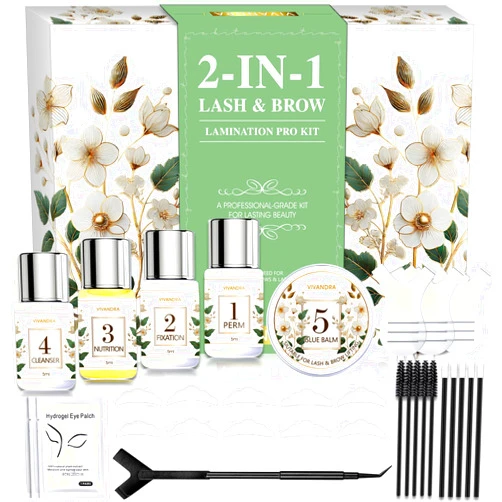 Vivandra 2-IN-1 Lash Lift & Brow Lamination Kit, DIY Home Kit for Naturally Fuller Brows & Lifted Lashes, Lasts Up to 6 Weeks with Proper Use, Easy-to-Follow Instructions Included