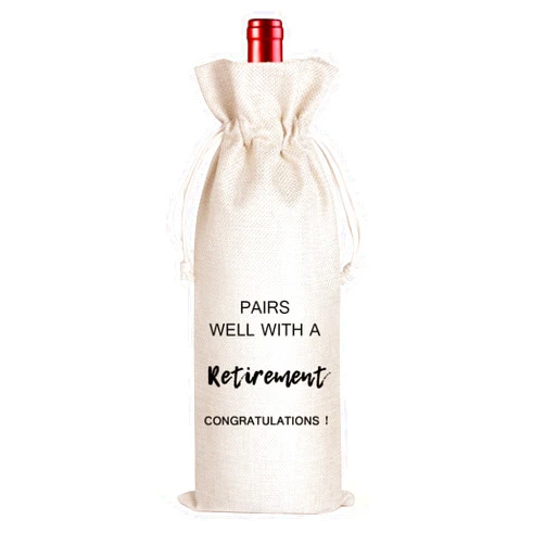 LANBAIHE Retirement Gift Wine Bags, Linen Wine Gift Bag, Reusable wine bag, Retirement Gifts for Best Friends Coworkers, Brothers, Sisters, Neighbors and Superiors, Personalized