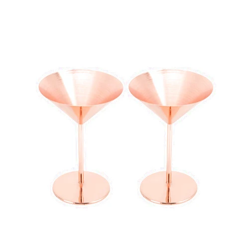 Beufee Stainless Steel Martini Glasses, 7oz, Set of 2, Unbreakable Martini Glasses, Metal Outdoor Martini Glasses, Cocktail Glasses Rose Gold Martini Goblets Glasses for Boating, RV, Parties