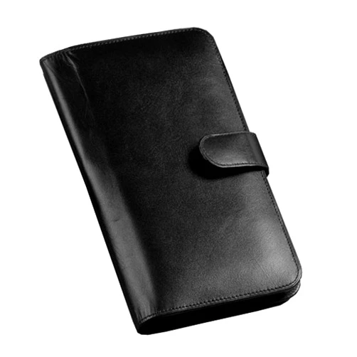 Winn Cowhide Nappa Leather Passport Travel Organizer Color: Black, Closure: Magnetic Snap