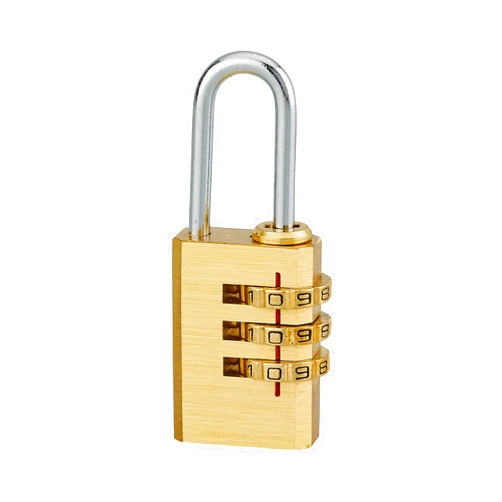 THIRARD Combination Padlock 208 - Monobloc Brass Body with Resettable 3-Digit Mechanism. Polished Brass Finish, Nickel-Plated Steel Handle - Secure Your Lockers, Toolboxes, and Travel Bags