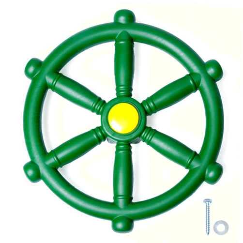 Play Platoon Kids Pirate Ship Wheel for Jungle Gym - Green Playground Steering Wheel for Swing Set