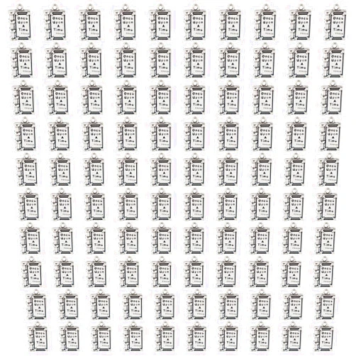 AUEAR, 100 Pack Book Charms Pendants Inspirational Message Charms Book Charm for Jewelry Making DIY Crafts