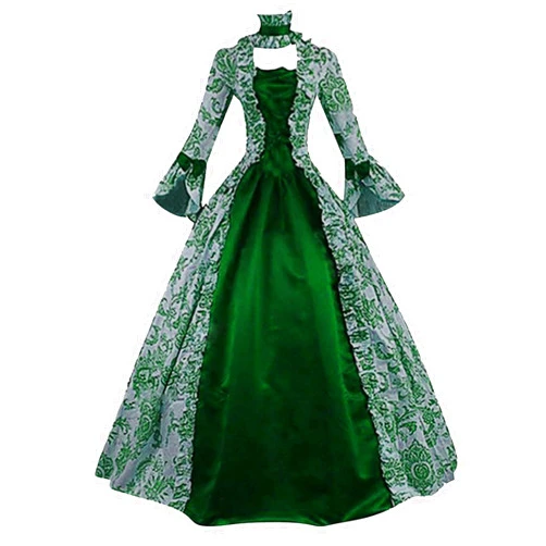 Attine Women's Victorian Rococo Dress Lace Trumpet Sleeve Dress Inspiration Maiden Costume Vintage Dress Renaissance Dresses