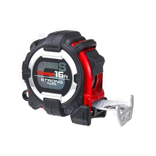 TAJIMA Tape Measure - 16ft x 1in GS-Lock Measuring Tape with Horned Magnetic Hook & Compatible Clip - GS-MC16BW