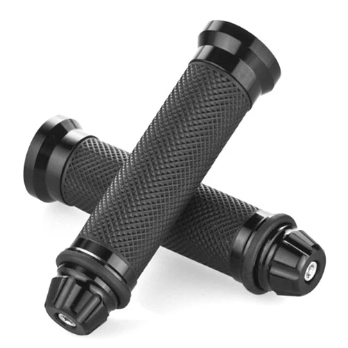Nuoxinus Motorcycle Hand Grips with Bar End Cap, Racing CNC Aluminum & Soft Rubber Handlebar Universal for 7/8