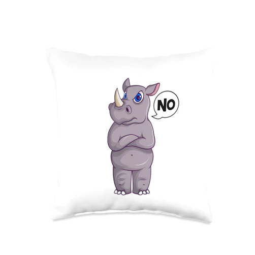 Funny Rhino Apparel & Gift Ideas Stubborn Lover Rhinos Women Kids Girls Throw Pillow, 16x16, Multicolor