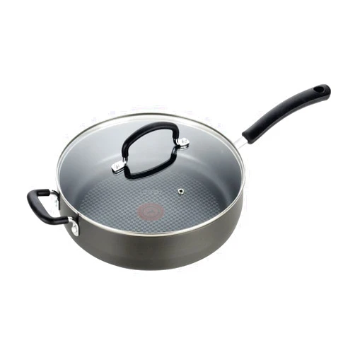 T-fal Ultimate Hard Anodized Non Stick Jumbo Cooker With Lid & Helper Handle 5 Quart, Oven Broiler Safe 400F, Lid Safe 350F, Cookware, Deep Frying Pan, Skillet, Pots and Pans, Dishwasher Safe, Grey
