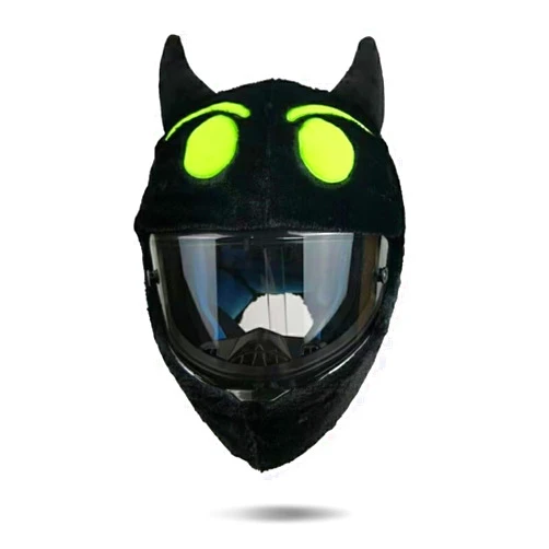 HTLNUZD Full Face Motorcycle Helmet Cover Easy to Install Dust Cap Motorcycle Helmet Fun Rides, Cartoon Fluffy Plush Set for Motorcycle Christmas Hats