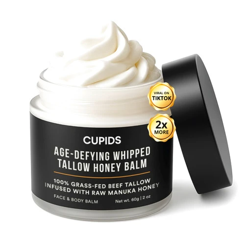 Cupids Tallow and Honey Balm for Face - Grass Fed Beef Tallow Moisturizer with Raw Manuka Honey, Olive Oil, Beeswax & Vitamin E - Nourishing Balm for Skin Hydration