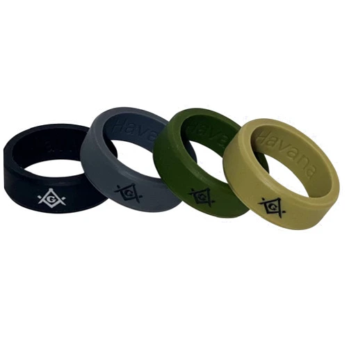 Generic Masonic Rings Service Edition Backfilled with Subdued Colors | Ergonomic Breathable Design | Silicone Edge Sleek Design Rings for Men