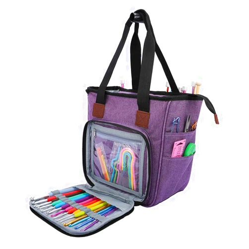 YOUNGL Knitting Bag - Large Capacity Yarn Storage Bag Portable Knitting Tote Bag Carrying Storage Bag for Yarn and Unfinished Project, High Capacity, Easy to Carry Crochet Hooks
