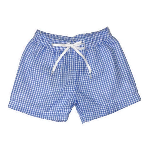 KRISTIN LYNN KIDS Boys Seersucker Swimsuit Swim Trunks – Bathing Suit, Swimming Suit, Swimwear, Swim Trunks Monogrammable