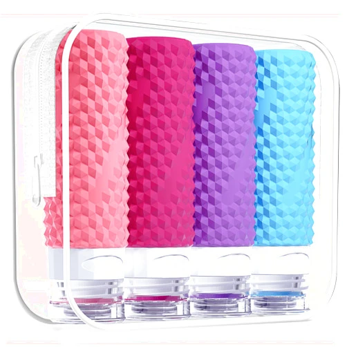 Mrsdry Travel Bottles for Toiletries, Tsa Approved 3oz Travel Bottles, BPA Free Leak Proof Travel Size Toiletry Containers, Refillable Travel Accessories with Toiletry Bag for Shampoo Liquid (4 Pack)