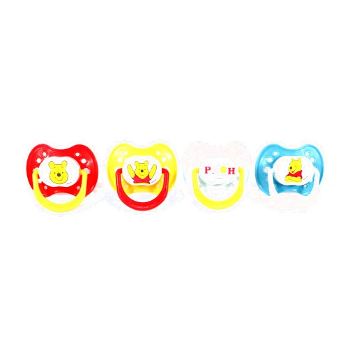 Disney Winnie The Pooh Pacifiers, 4 Pack, 0-6 Months Baby Girls and Boys, BPA Free Silicone Dishwasher Safe Binkies