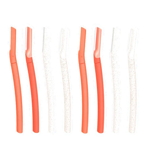 Chaosss &. ChaosssCo Facial Fuzz-Free Razor, Eyebrow Trimmer Professional Exfoliating Dermaplaning Tool, Peach Fuzz Shaver and Multipurpose Home Skin Care for Women (Pack of 8, 4 Orange and 4 Gray)