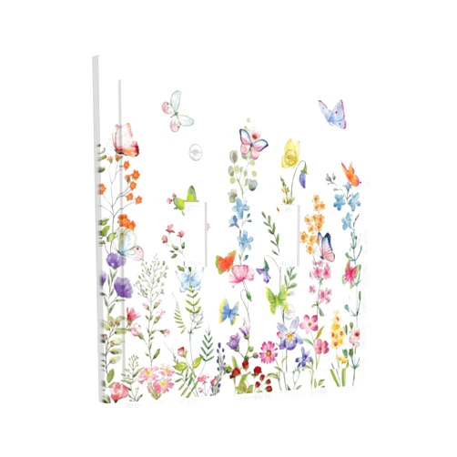 Yamxbfa Boho Butterfly Wild Flower Floral Garden Double Toggle Light Switch Covers Decorative unique 2 Gang Wall Plate Dual Electrical Faceplate Switchplate for Kitchen Bathroom Bedroom Living Room Decor