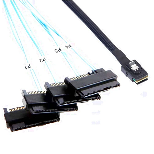 ADCAUDX Mini-SAS to SAS Cable: 0.5M SFF-8087 to SAS SFF-8087 to SFF-8482 4X SAS with SATA-Power Adapter Cable (1.6FT)