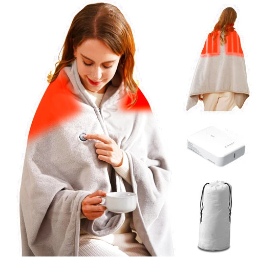 Zireot Heated Blanket Battery Operated,with Battery Pack,Cordless USB Heated Shawl,Outdoor Portable Electric Blanket,USB Heated Throw 3 Heating Levels,Softnees Heating Blanket for neeck and shoulder
