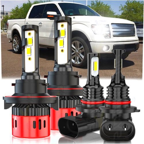 SYJIIP Compatible with Ford F150 2004-2014 FORD F250 F350 2005-2020 Headlight Bulbs, H13/9008 Hi/Lo Beam + 9145/9140 Fog Lights Combo, 6000K H13 Bulb Cool White, Plug and Play, Pack of 4