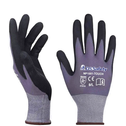 DS Safety NP1001 Safety Work Gloves Comfort Stretch Fit Power Grip Smart Touch Durable Foam Coated