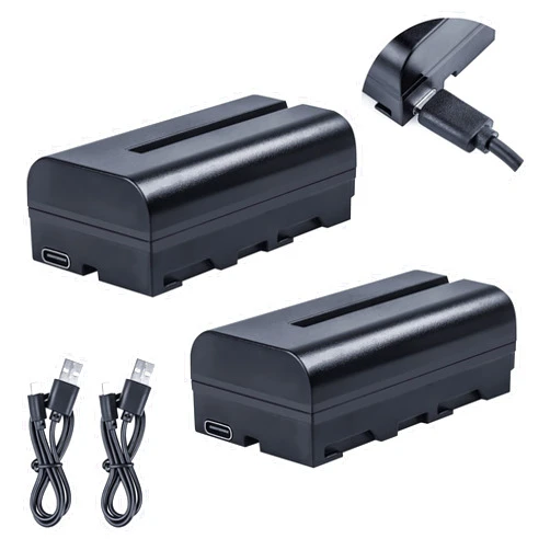LL LALEADER NP-F550 Replacement Battery 2 Packs, 2600mAh Li-ion NPF Battery Kit with USB C Port Charger for LED Video Light, Video Monitor or Ring Light
