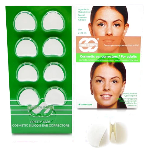 N/A N/A Pretty Ears Cosmetic Ear Correctors (4 Pairs) – Behind Ear Adhesive Ear Corrector for Prominent Protruding Ears – Transparent Medical Grade Silicone Ear Tape for All Ages, Women, Men