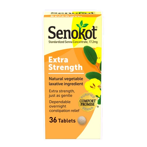 Senokot Extra Strength Natural Vegetable Laxative for Gentle Overnight Relief Occasional Constipation, 36 Count