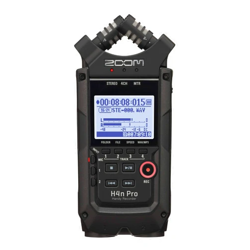 Zoom H4n Pro 4-Track Portable Recorder, All Black, Stereo Microphones, 2 XLR/ ¼“ Combo Inputs, Battery Powered, for Stereo/Multitrack Recording of Music, Audio for Video, and Podcasting