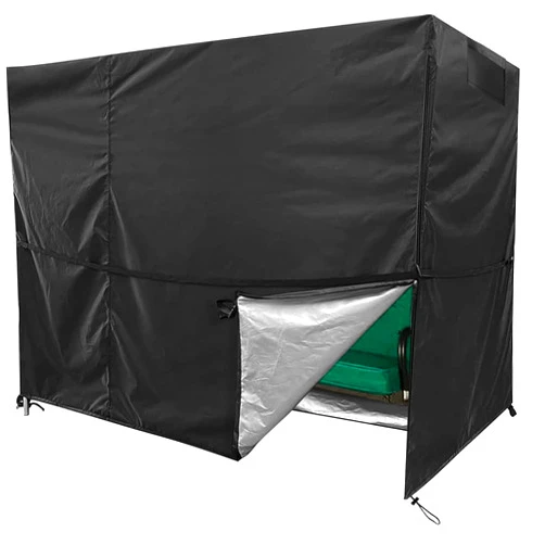 AXPQHL Outdoor Swing Cover,Patio Swing Cover for 3 Triple Seater ,600D Waterproof UV Hammock Swing Seater Protector Cover with Zippers and Buckles，All Weather Protection,Black (221*153*183cm)