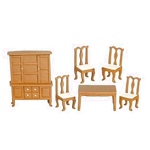 Melody Jane Dolls Houses Melody Jane Dollhouse Walnut Dining Room Furniture Set Suite 1:24 Half Inch