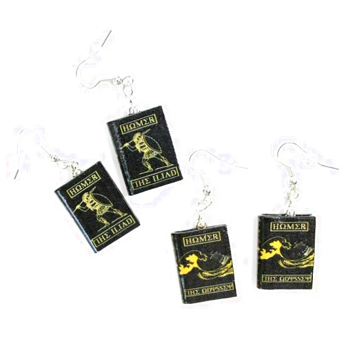 Book Beads Homer The Iliad Odyssey Mix Match Clay Mini Book Earrings Choose Your Earring Hardware