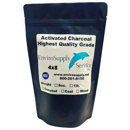 EnviroSupply 4x8 Activated Carbon (Virgin Coconut Shell), Bulk Charcoal for Gas, Air Purification, Odor Removal, Deodorizer Vapor Phase Applications - Resealable 1 Pound Bag (455 grams)
