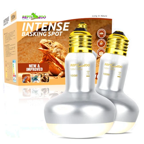 REPTI ZOO 2 Pack Heat Lamp 100W, Intense Basking Spot Simulated Natural Sunlight Heating Lamp Bulb, Heat Emitter UVA Heat Lamp Bulb for Reptile Chickens Pet Brooder